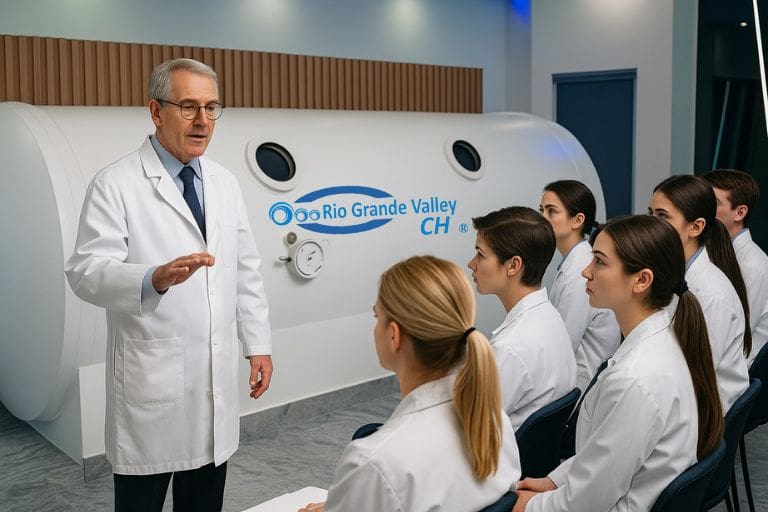 Médicos y personal de salud recibiendo capacitación en cámara hiperbárica multiplaza de RGVCH