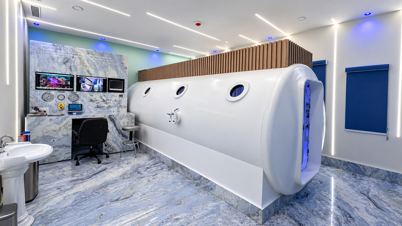Sala clinica con camara hiperbarica RGVCH
